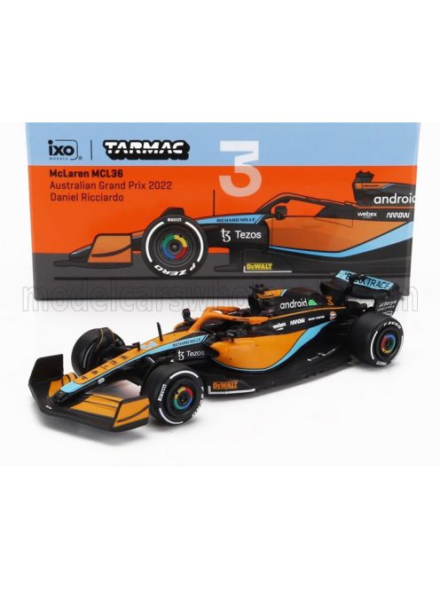 Tarmac - McLAREN F1  MCL36 TEAM MCLAREN N 3 JAPAN GP 2022 DANIEL RICCIARDO ORANGE LIGHT BLUE