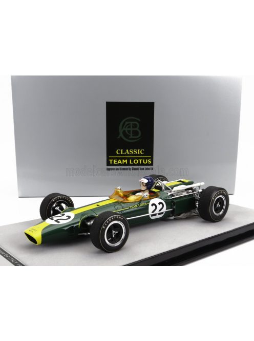 Tecnomodel - LOTUS F1  43 TEAM LOTUS N 22 MONZA ITALY GP (with pilot figure) 1966 JIM CLARK BRITISH RACING GREEN YELLOW