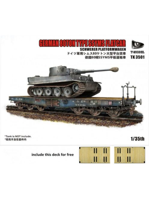 T-Model - German 80Ton Type SSYMS Flatcar Schwerer Platformwagen(Tank not incude