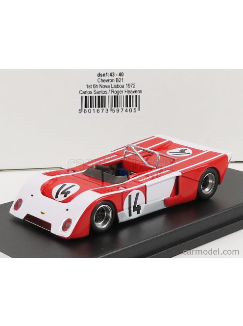 Trofeu - Chevron B21 N 14 Winner 6H Nova Lisboa 1972 C.Santos - R.Heavens Red White