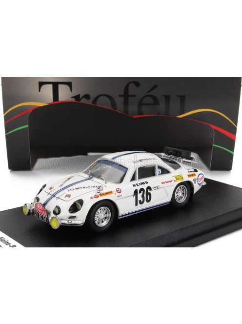 Trofeu - RENAULT ALPINE A110 N 136 RALLY MONTECARLO 1970 L.ELFS - P.LORANG WHITE