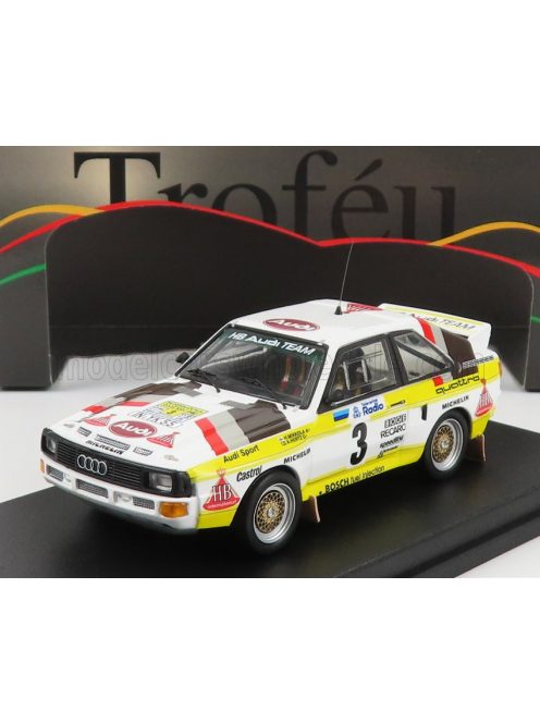 Trofeu - AUDI QUATTRO SPORT N 3 4th RALLY SWEDEN 1985 H.MIKKOLA - A.HERTZ WHITE YELLOW BROWN