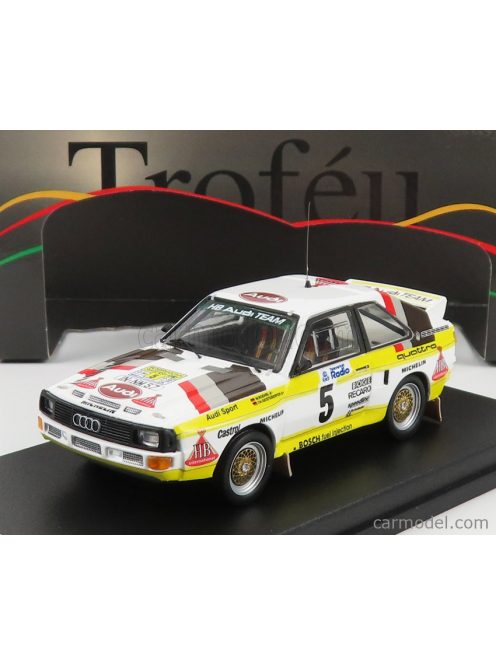 Trofeu - Audi Quattro Sport N 5 Rally Sweden 1985 W.Rohrl - C.Geistdorfer White Yellow Brown