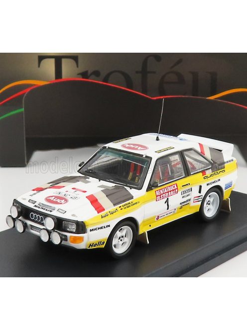 Trofeu - AUDI QUATTRO SPORT (night version) N 1 WINNER RALLY ULSTER 1984 W.ROHRL - C.GEISTDORFER WHITE YELLOW BROWN