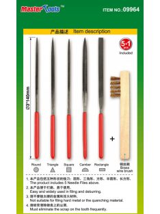   Trumpeter - Assorted needle files set (Middle-Toothed, 5pcs) 3*140mm