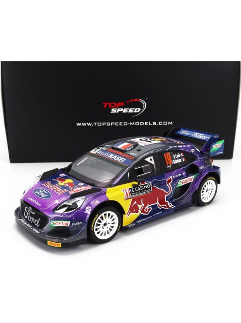 TrueScale - FORD ENGLAND PUMA RALLY1 RED BULL TEAM FORD WORLD RALLY M-SPORT N 19 WINNER RALLY MONTECARLO 2022 S.LOEB - I.GALMICHE PURPLE YELLOW BLACK