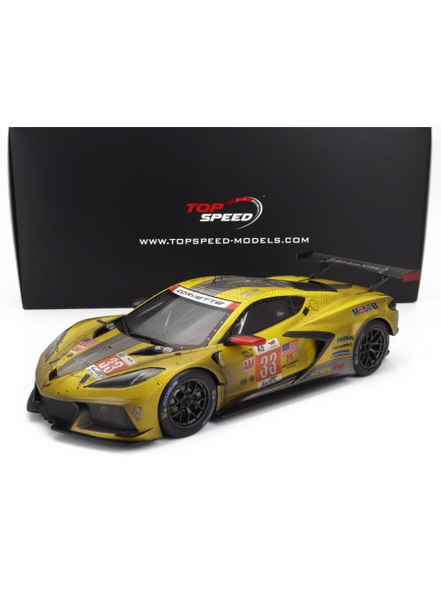 TrueScale - CHEVROLET CORVETTE C8.R 5.5L V8 TEAM CORVETTE RACING N 33 ( AFTER RACE WEATHERED VERSION ) WINNER LMGTE AM CLASS 24h MANS 2023 N.CATSBURG - B.KEATING - N.VARRONE YELLOW GREY