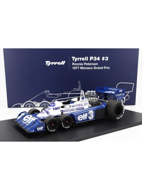 TrueScale - TYRRELL F1  P34 ELF 6 WHEELER N 3 MONACO GP 1977 R.PETERSON BLUE YELLOW