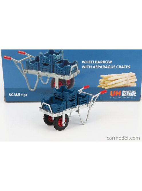 Universal Hobbies - Accessories Wheelbarrow With 4X Asparagus Crates Silver Blue