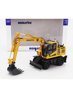   Universal Hobbies - KOMATSU PW180 ESCAVATORE GOMMATO - TRACTOR EXCAVATOR YELLOW BLACK