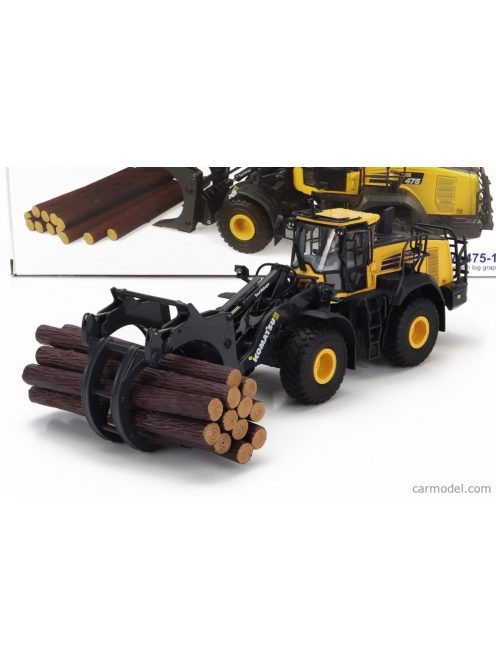 Universal Hobbies - Komatsu Wa475-10 Ruspa Gommata - Scraper Tractor With Wood Grapple Yellow Black