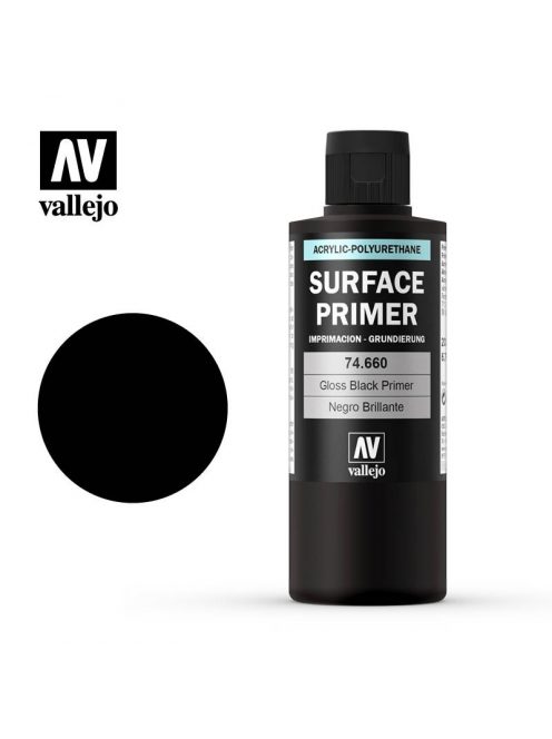 Vallejo - Surface Primer - Gloss Black Primer 200 ml.