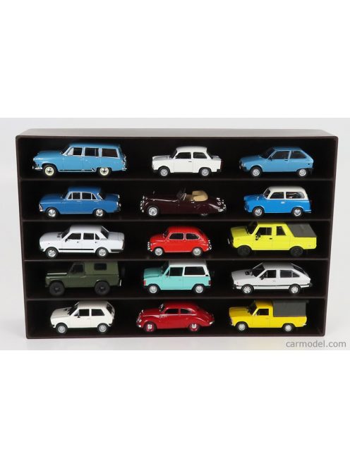 Vetrina Display Box - Accessories Espositore Aperto - For Auto 1/43 1/64 - Cars Not Included - Lungh.Lenght Cm 36.8 X Largh.Width Cm 6.7 X Alt.Height Cm 24.3 (Altezza Utile Tra I Ripiani Cm 4.5 Inner Height Among Shelves) Brown