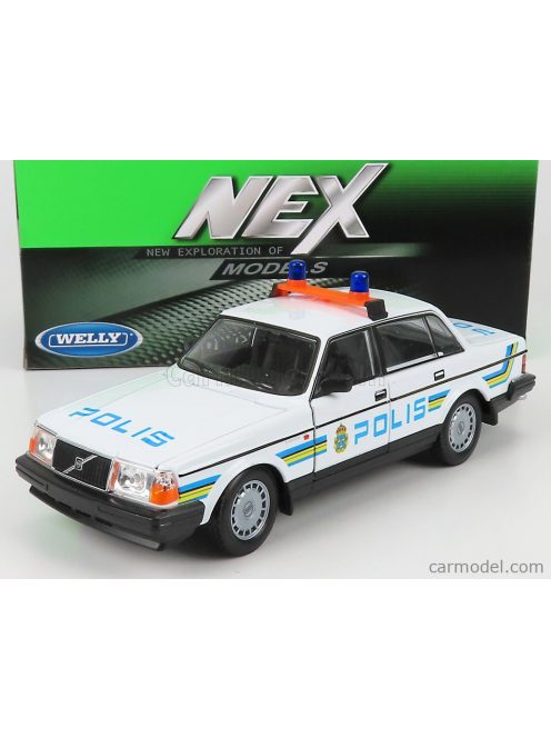 Welly - Volvo 240 Gl Polis Sweden Police 1986 White