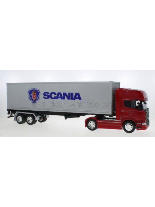 Welly - SCANIA R730 V8 TRUCK CASSONATO 2015 RED SILVER