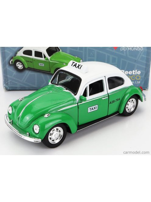 Welly - Volkswagen Beetle Maggiolino Taxi Mexico 1969 - Damage Card Box Green White