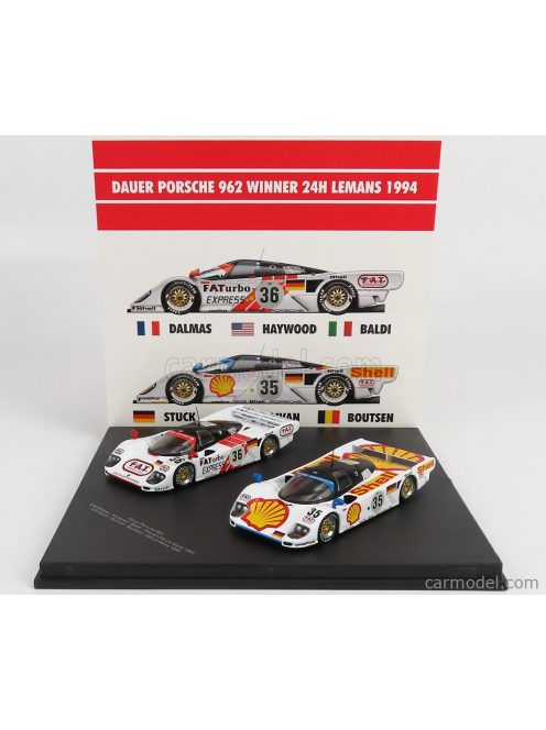 Werk83 - Porsche Set 2X Dauer 962 3.0L Turbo Team Le Mans Porsche N 36 Winner 24H Le Mans 1994 M.Baldi - H.Haywood - Y.Dalmas + Dauer 962 3.0L Turbo Team Le Mans Porsche N 35 3Rd 24H Le Mans 1994 H.Stuck - T.Boutsen - D.Sullivan White Red Yellow